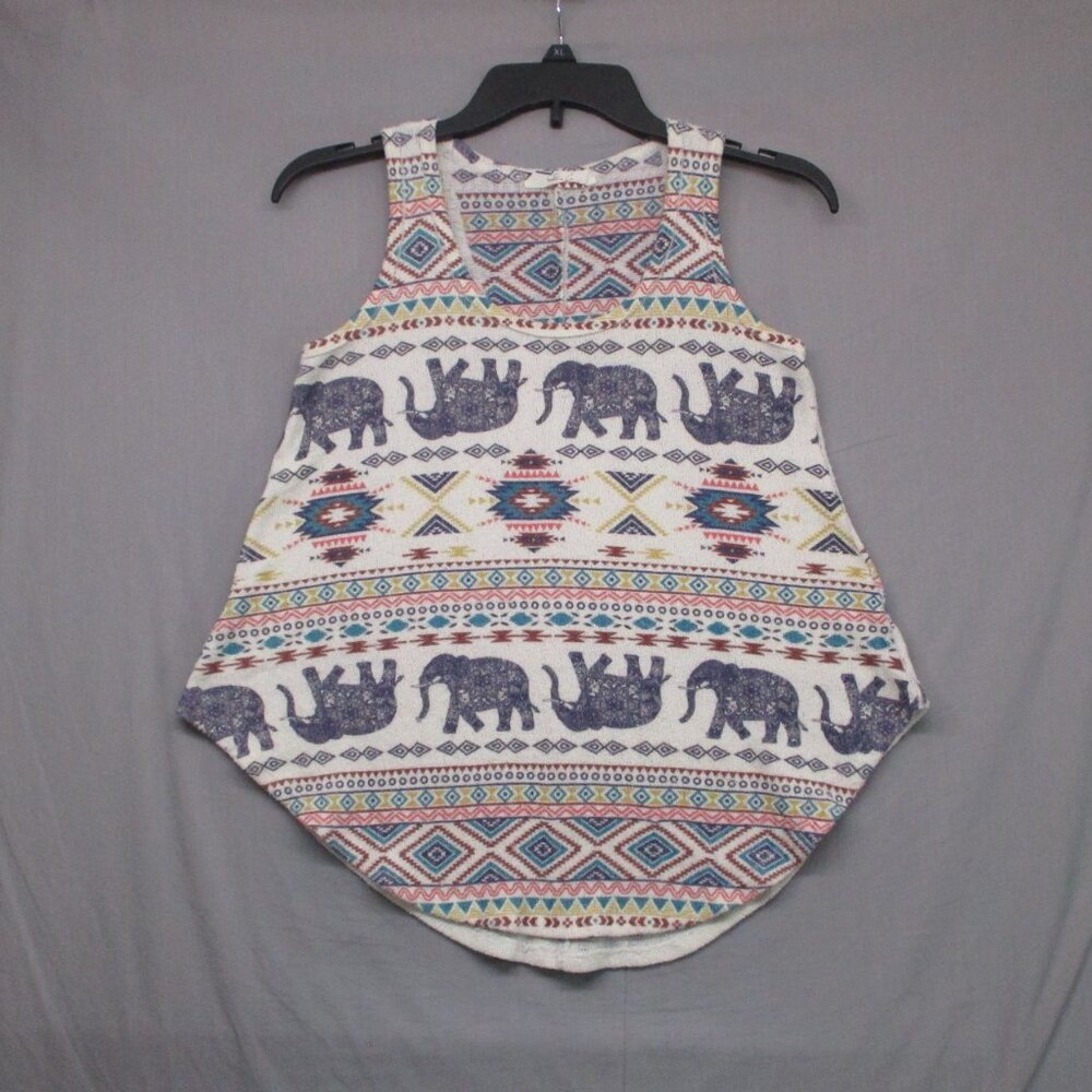 Saye Tank‎ Top Tribal Elephant Design White Woman Size | XXS